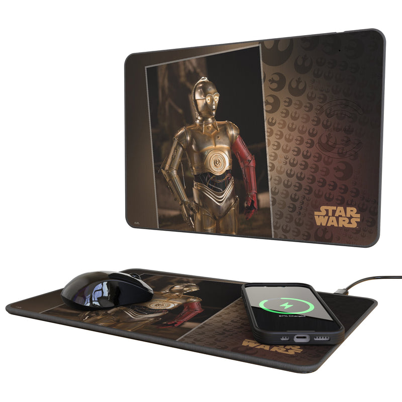 Star Wars C-3PO Portrait 15-Watt Wireless Charger and Mouse Pad