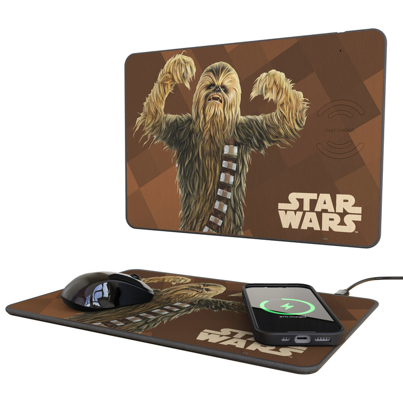 Star Wars Chewbacca Color Block 15-Watt Wireless Charger and Mouse Pad