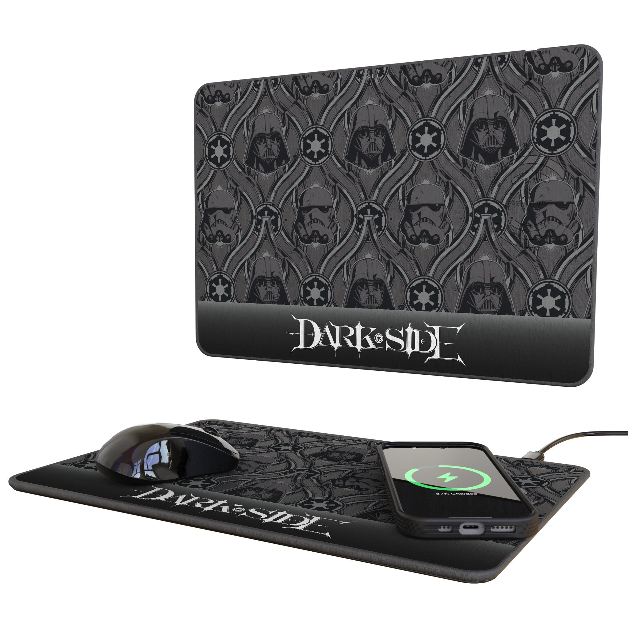 Star Wars Dark Side Pattern 15-Watt Wireless Charger and Mouse Pad