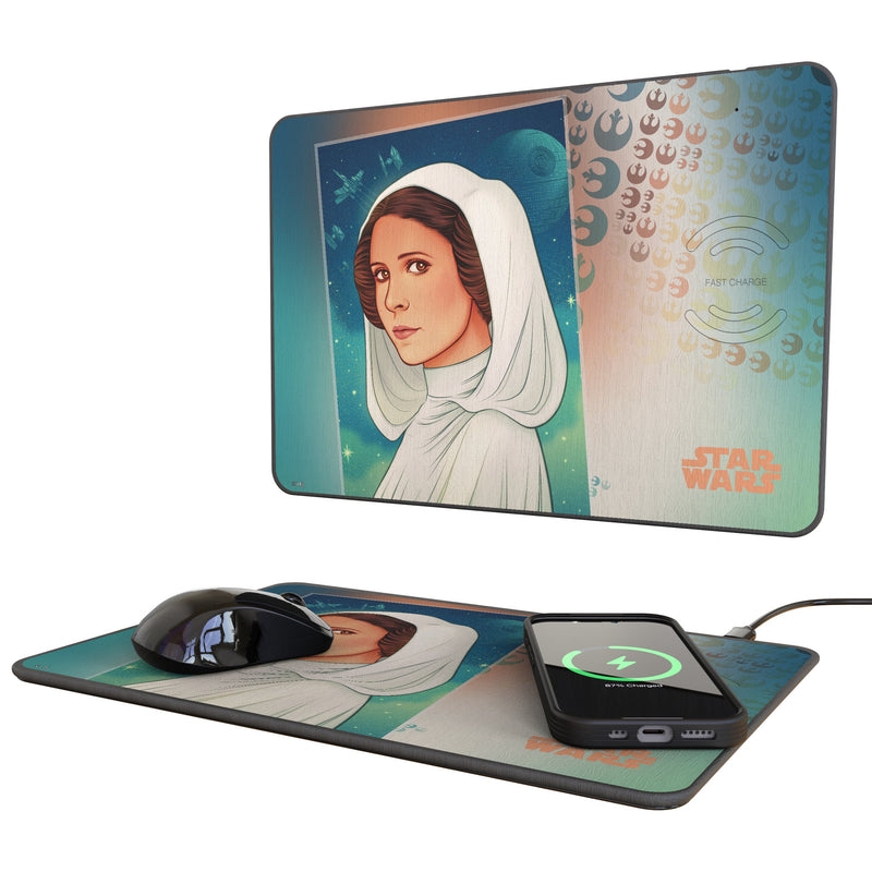 Star Wars Princess Leia Organa Portrait 15-Watt Wireless Charger and Mouse Pad