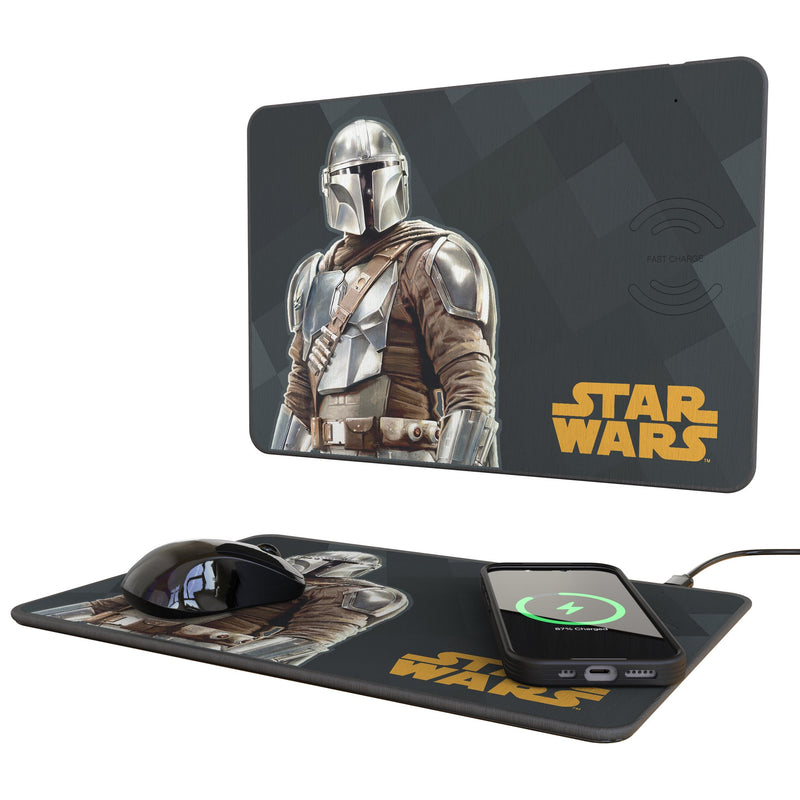 Star Wars: The Mandalorian Din Djarin Color Block 15-Watt Wireless Charger and Mouse Pad