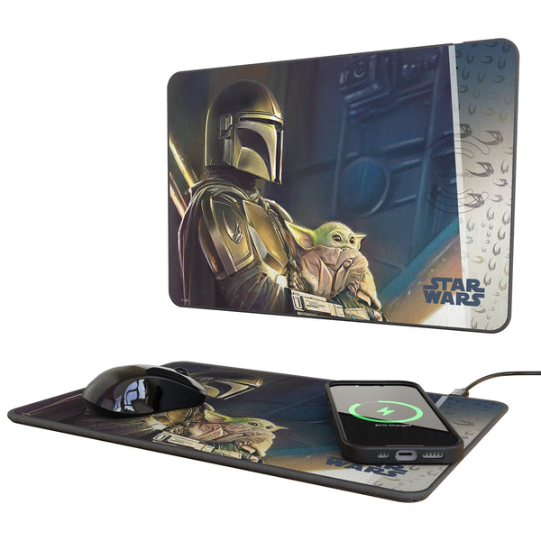 Star Wars: The Mandalorian Din Djarin Portrait 15-Watt Wireless Charger and Mouse Pad