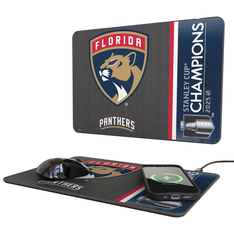 Florida Panthers 2025 Stanley Cup 15-Watt Wireless Charger and Mouse Pad