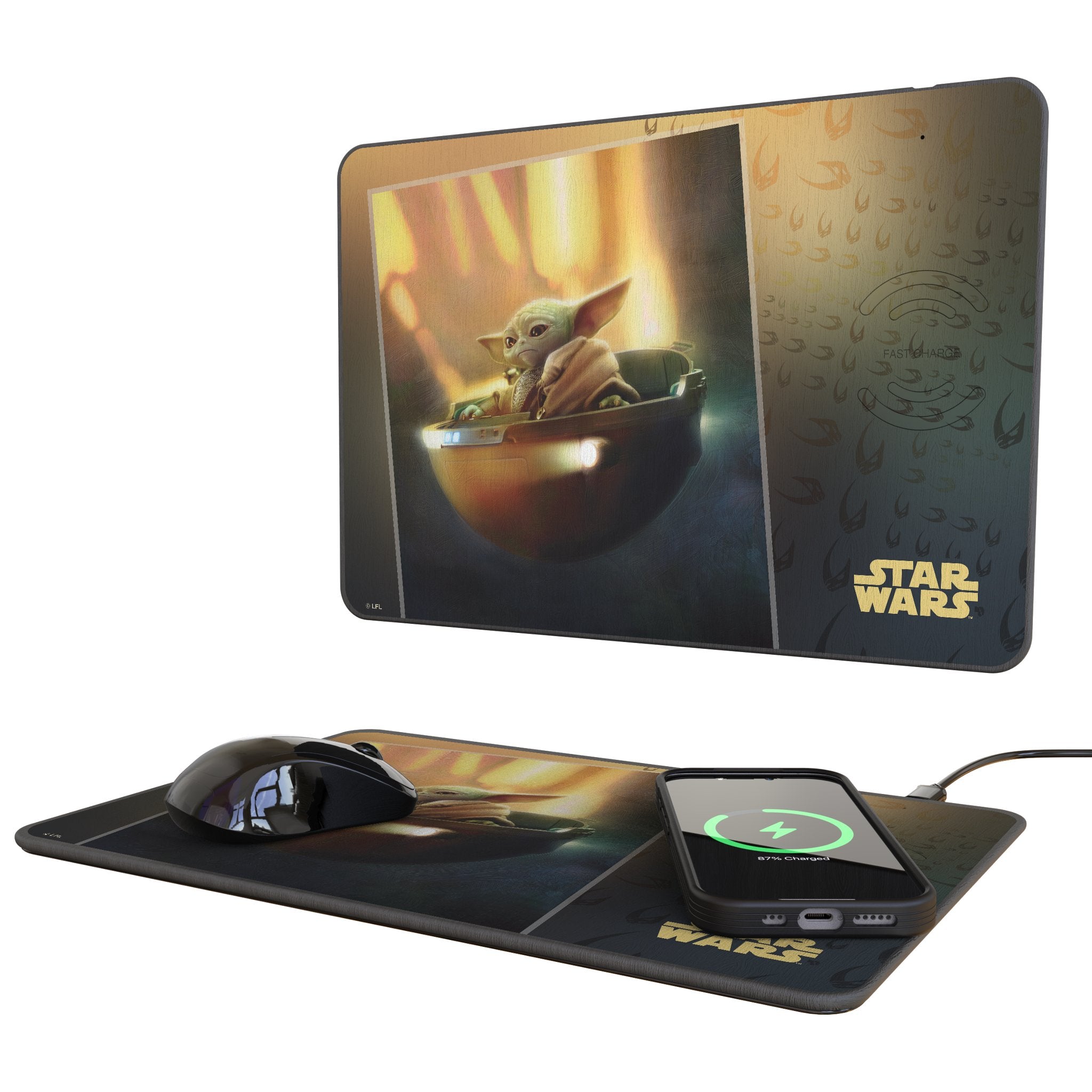 Star Wars: The Mandalorian Grogu Portrait 15-Watt Wireless Charger and Mouse Pad