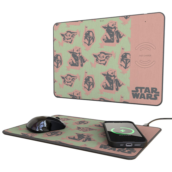 Star Wars: The Mandalorian Grogu Pattern 15-Watt Wireless Charger and Mouse Pad
