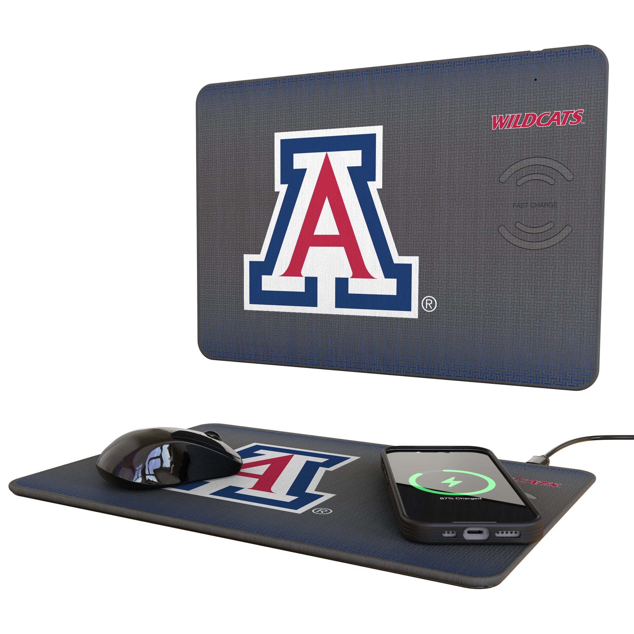 University of Arizona Wildcats Linen 15-Watt Wireless Charger and Mouse Pad