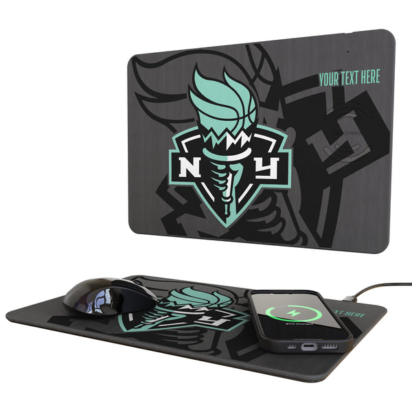 New York Liberty Personalized Tilt 15-Watt Wireless Charger and Mouse Pad