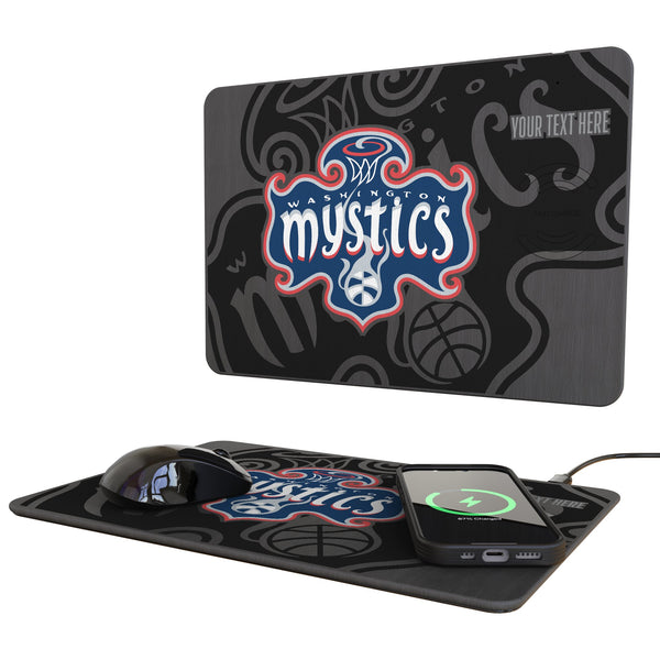 Washington Mystics Personalized Tilt 15-Watt Wireless Charger and Mouse Pad