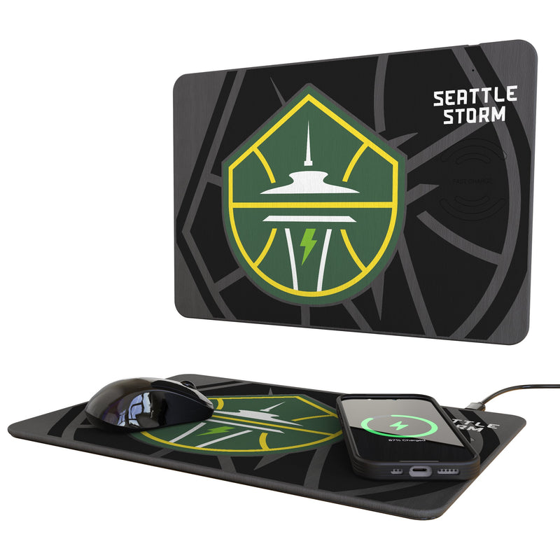 Seattle Storm Monocolor Tilt 15-Watt Wireless Charger and Mouse Pad