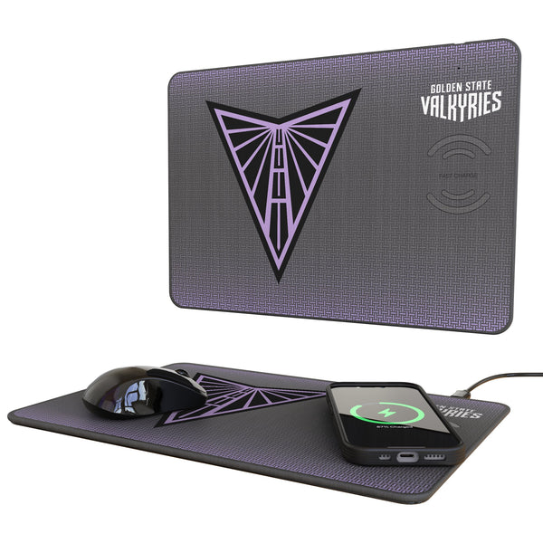 Golden State Valkyries Linen 15-Watt Wireless Charger and Mouse Pad