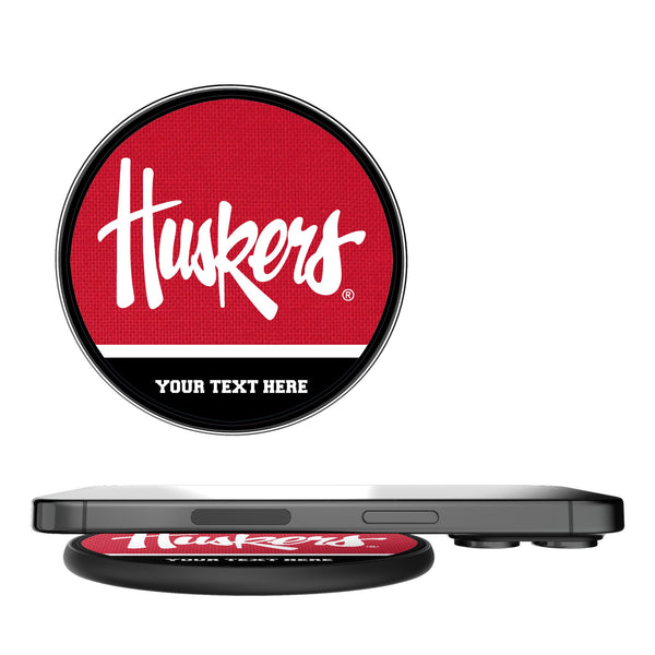 University of Nebraska Huskers Personalized Endzone Solid 15-Watt Wireless Charger