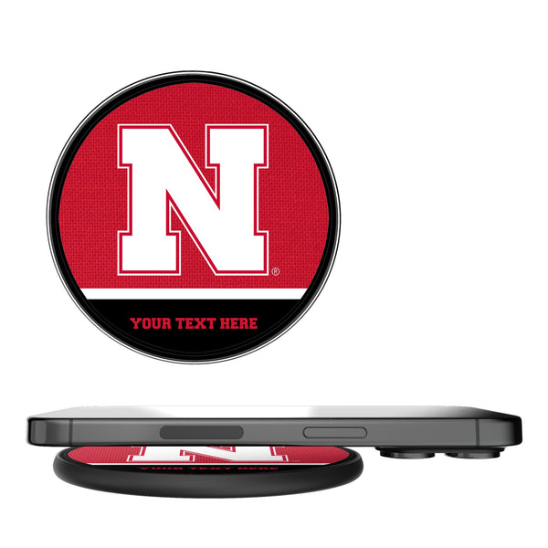 University of Nebraska Huskers Block N Personalized Endzone Solid 15-Watt Wireless Charger