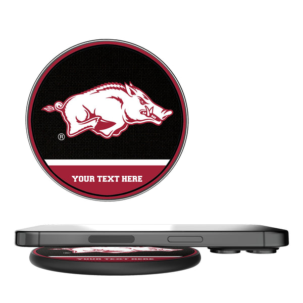 University of Arkansas Fayetteville Razorbacks Personalized Endzone Solid 15-Watt Wireless Charger