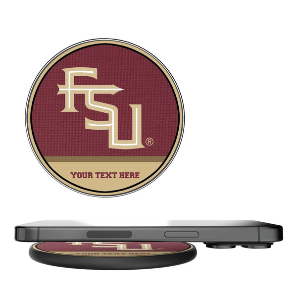 Florida State University Seminoles Athletic Wordmark Personalized Endzone Solid 15-Watt Wireless Charger