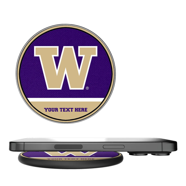 University of Washington Huskies Personalized Endzone Solid 15-Watt Wireless Charger