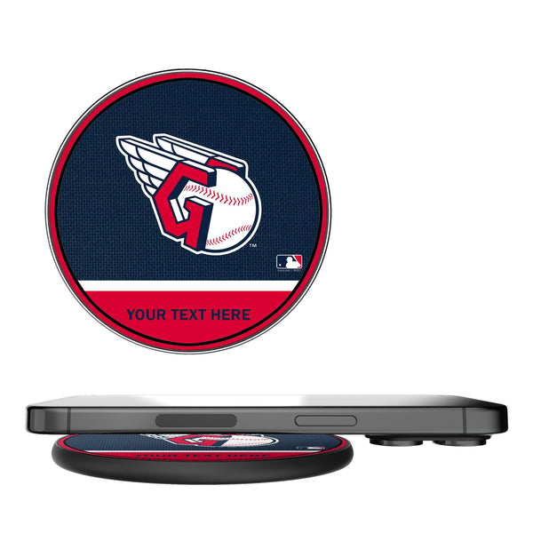 Cleveland Guardians Personalized Endzone Solid 15-Watt Wireless Charger