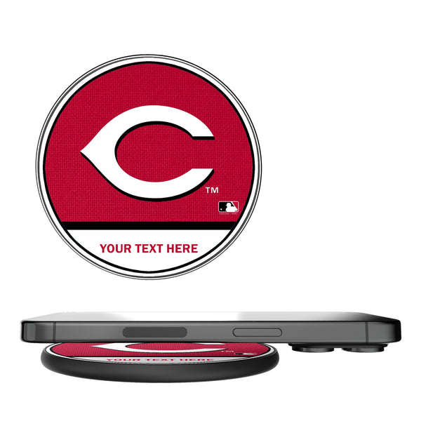 Cincinnati Reds Personalized Endzone Solid 15-Watt Wireless Charger
