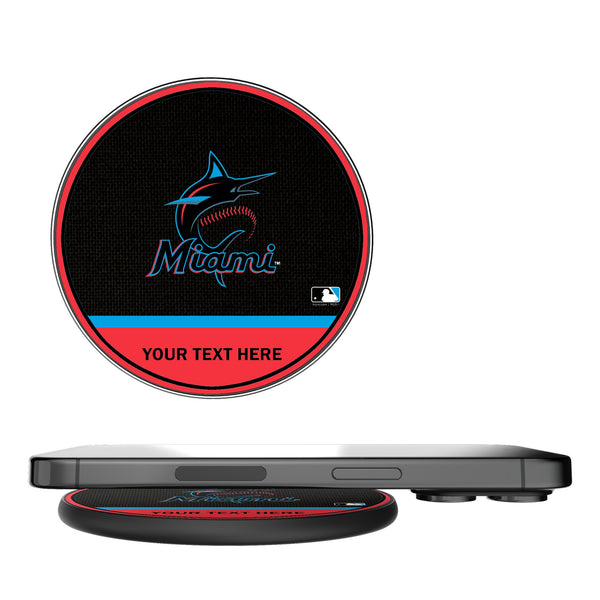 Miami Marlins Personalized Endzone Solid 15-Watt Wireless Charger
