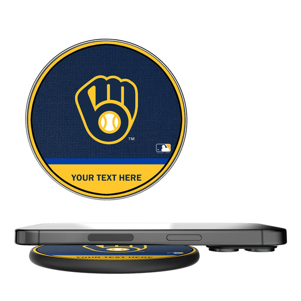 Milwaukee Brewers Personalized Endzone Solid 15-Watt Wireless Charger