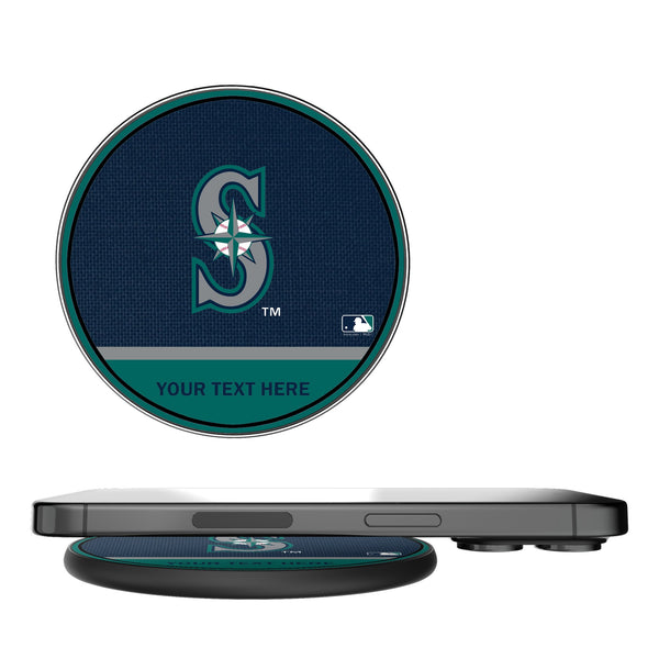 Seattle Mariners Personalized Endzone Solid 15-Watt Wireless Charger