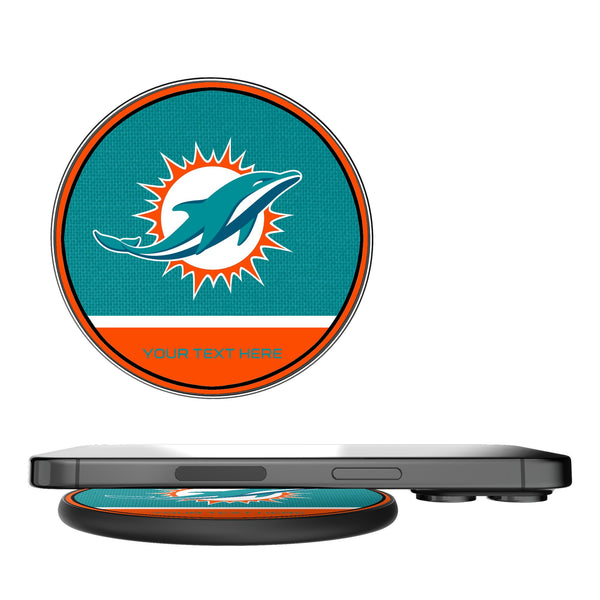 Miami Dolphins Personalized Endzone Solid 15-Watt Wireless Charger