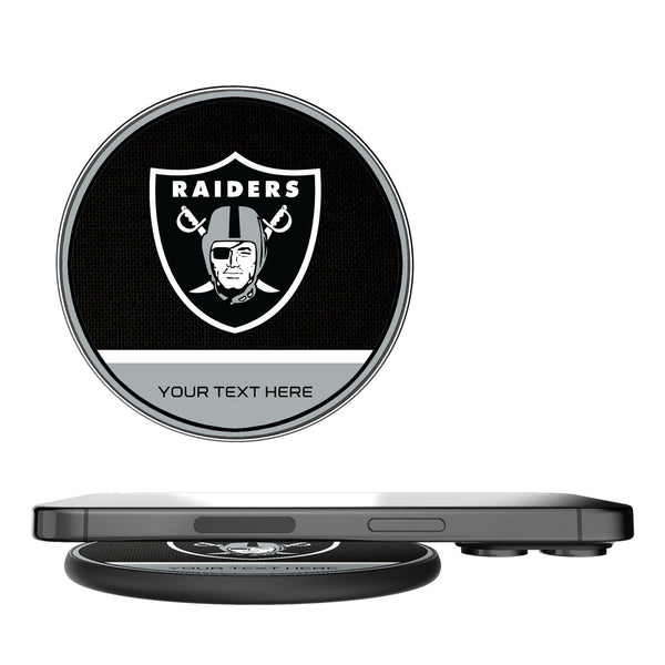 Las Vegas Raiders Personalized Endzone Solid 15-Watt Wireless Charger