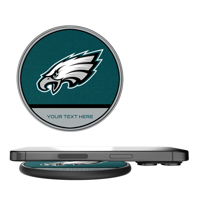 Philadelphia Eagles Personalized Endzone Solid 15-Watt Wireless Charger