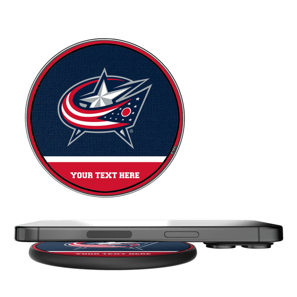 Columbus Blue Jackets Personalized Endzone Solid 15-Watt Wireless Charger