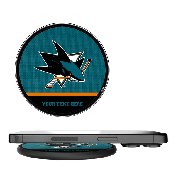 San Jose Sharks Personalized Endzone Solid 15-Watt Wireless Charger
