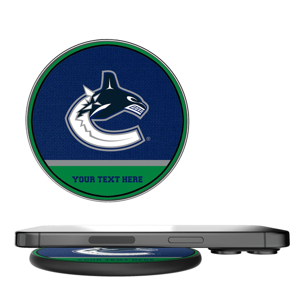 Vancouver Canucks Personalized Endzone Solid 15-Watt Wireless Charger