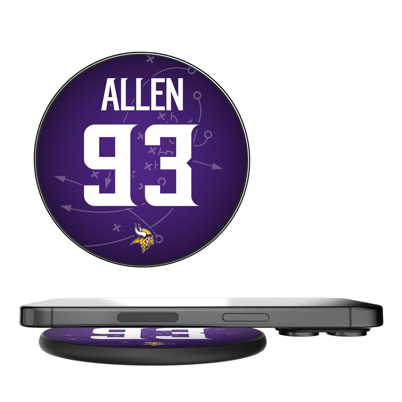Jonathan Allen Minnesota Vikings 93 Game Tactic 15-Watt Wireless Charger