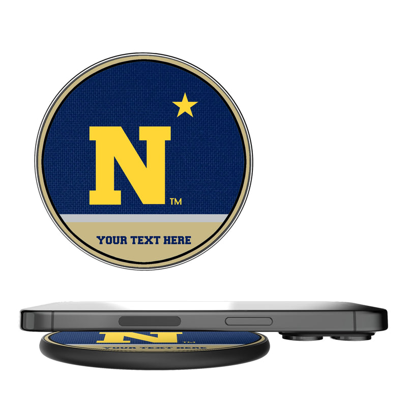 United State Naval Academy Midshipmen Personalized Endzone Solid 15-Watt Wireless Charger