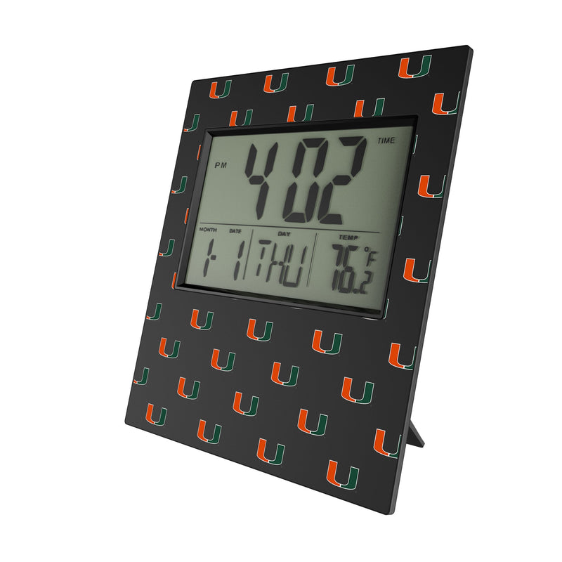 University of Miami Hurricanes Fashion Pattern Wall Clock