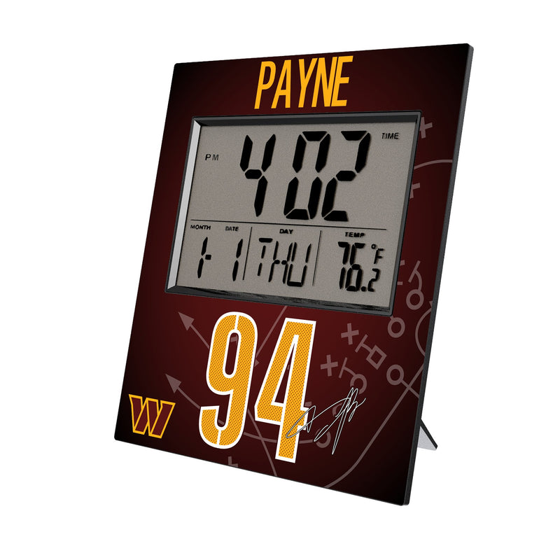 Daron Payne Washington Commanders 94 Game Tactic Wall Clock