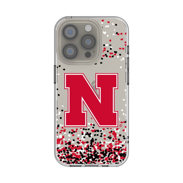 University of Nebraska Huskers Block N Confetti iPhone Clear Phone Case for Apple iPhone
