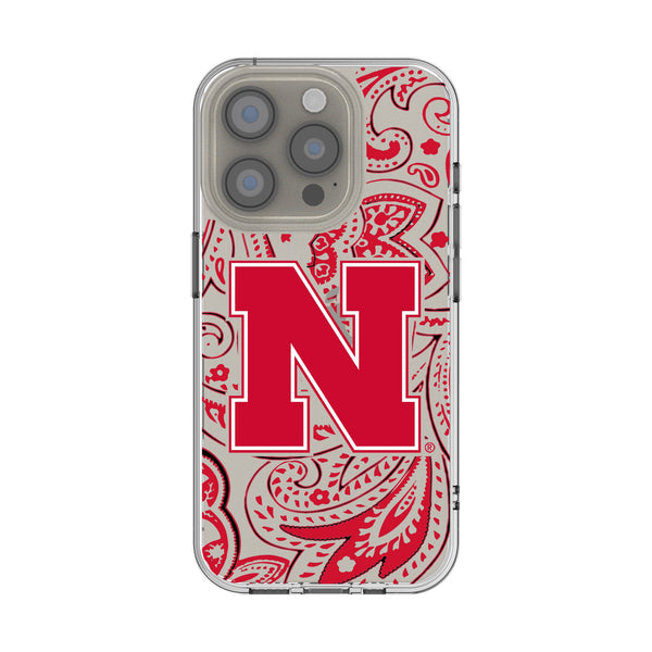 University of Nebraska Huskers Block N Paisley iPhone Clear Phone Case for Apple iPhone