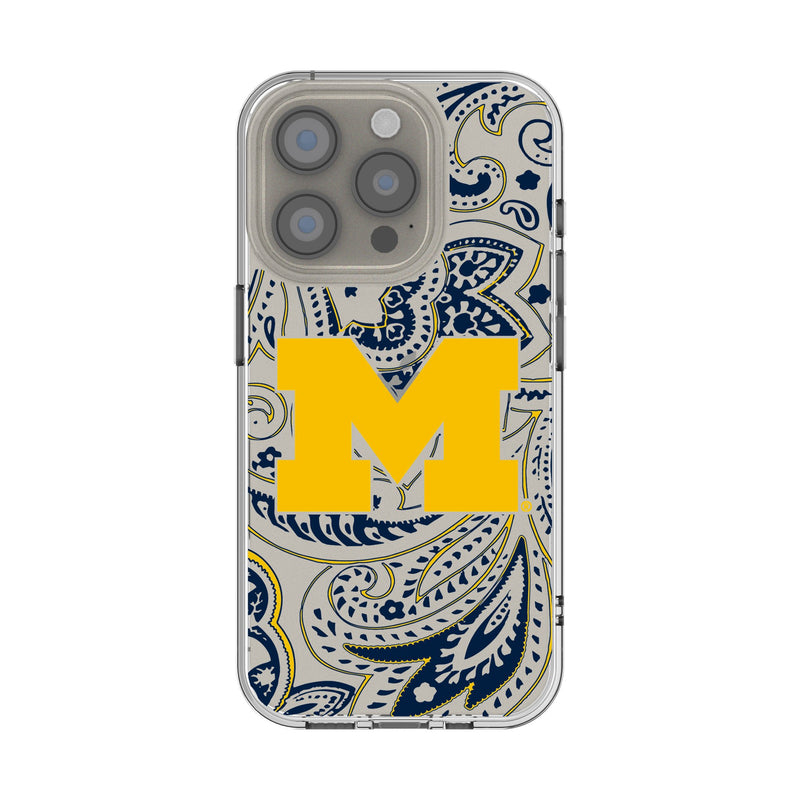 University of Michigan Wolverines Paisley iPhone Clear Phone Case for Apple iPhone