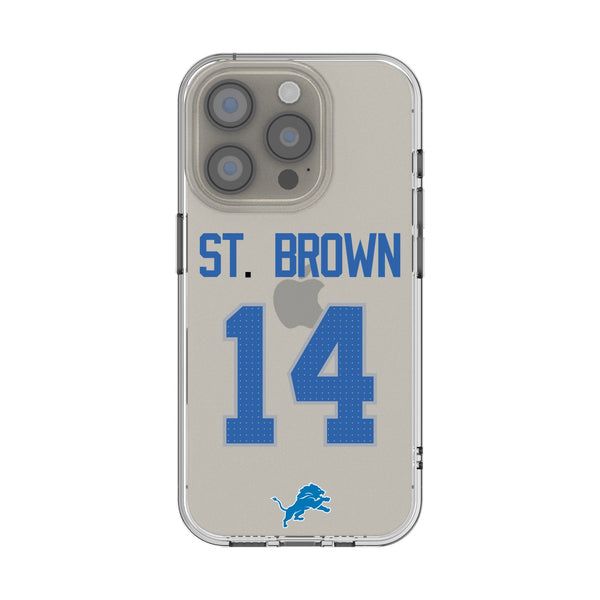 Amon-Ra St. Brown Detroit Lions 14 Game Tactic iPhone Clear Phone Case for Apple iPhone