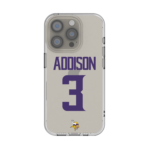 Jordan Addison Minnesota Vikings 3 Game Tactic iPhone Clear Phone Case for Apple iPhone