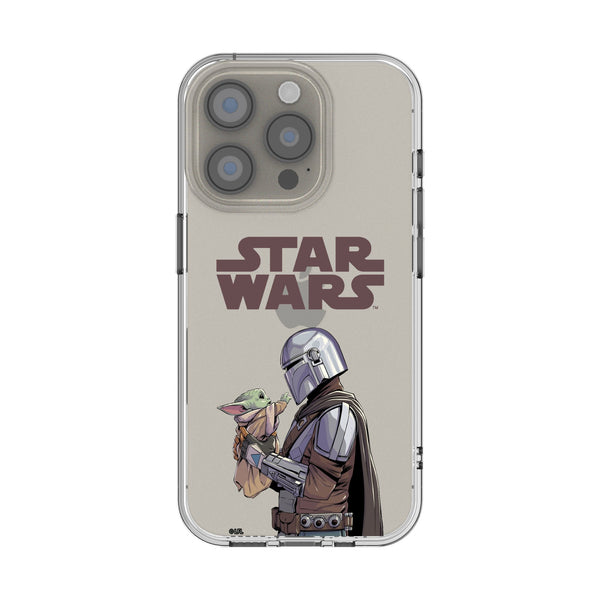 Star Wars: The Mandalorian Grogu and Din Djarin Color Block iPhone Clear Phone Case for Apple iPhone