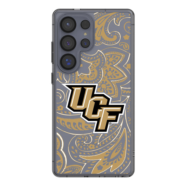 University of Central Florida Golden Knights Paisley Galaxy Clear Phone Case for Samsung Galaxy