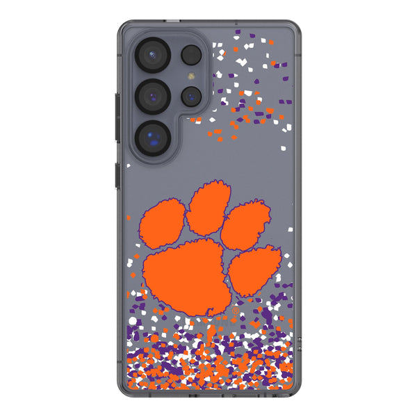 Clemson University Tigers Confetti Galaxy Clear Phone Case for Samsung Galaxy