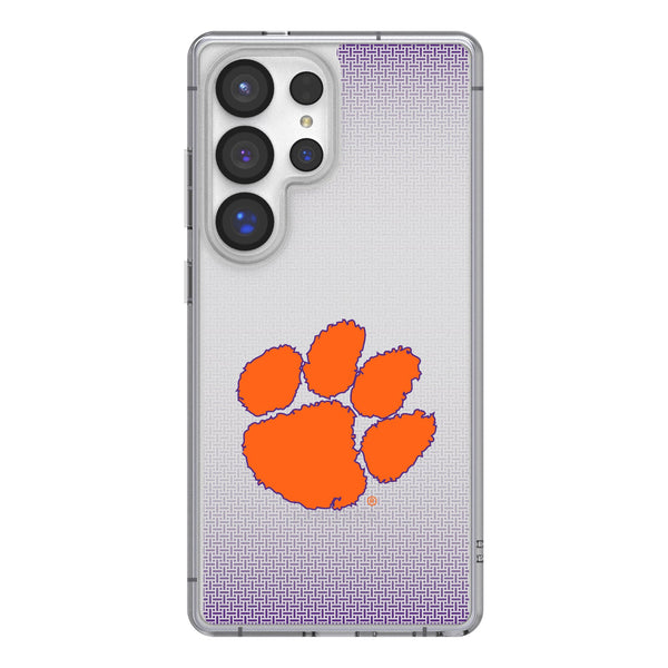 Clemson University Tigers Linen Galaxy Clear Phone Case for Samsung Galaxy
