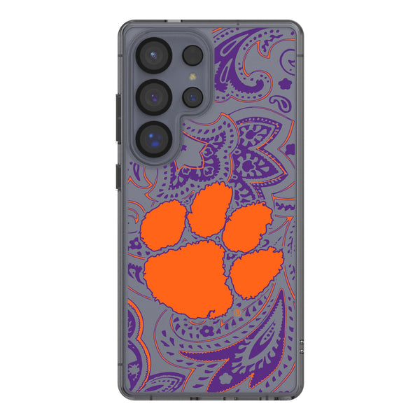 Clemson University Tigers Paisley Galaxy Clear Phone Case for Samsung Galaxy