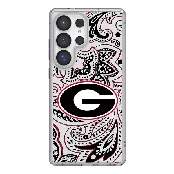 University of Georgia Bulldogs Paisley Galaxy Clear Phone Case for Samsung Galaxy