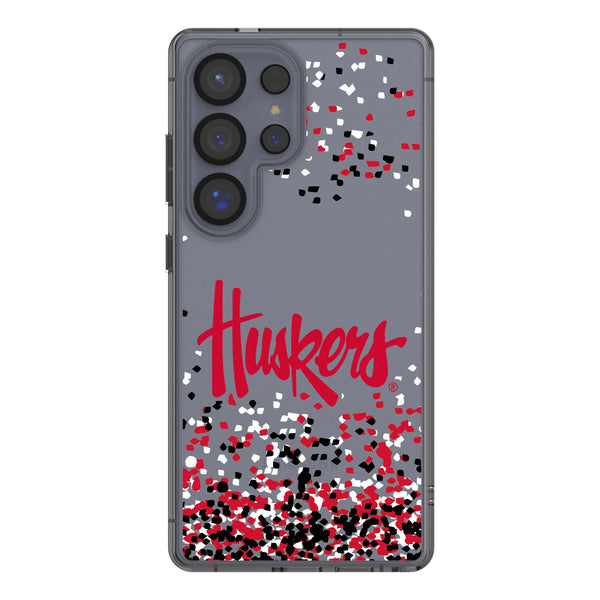 University of Nebraska Huskers Confetti Galaxy Clear Phone Case for Samsung Galaxy