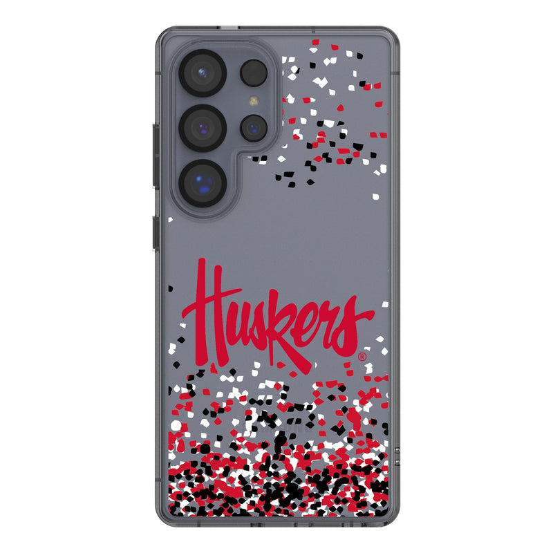 University of Nebraska Huskers Confetti Galaxy Clear Phone Case for Samsung Galaxy
