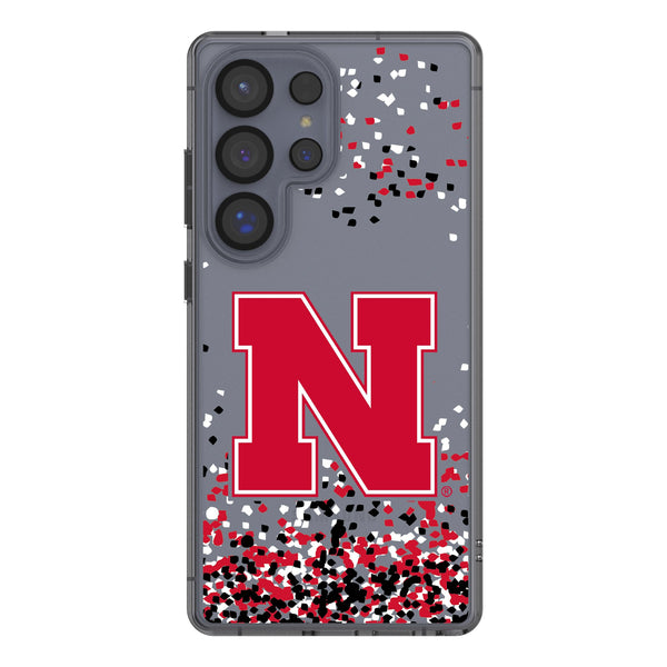University of Nebraska Huskers Block N Confetti Galaxy Clear Phone Case for Samsung Galaxy