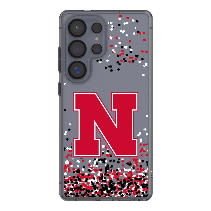 University of Nebraska Huskers Block N Confetti Galaxy Clear Phone Case for Samsung Galaxy