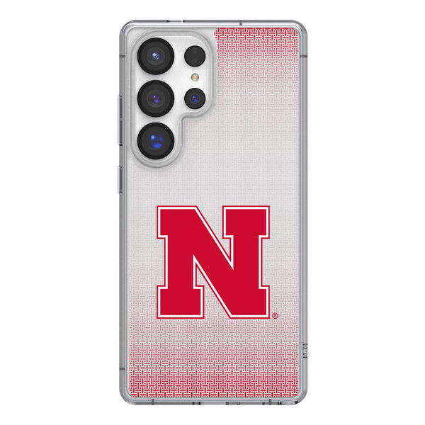 University of Nebraska Huskers Block N Linen Galaxy Clear Phone Case for Samsung Galaxy
